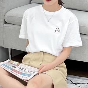 [험블] 여자 흰 면티 라운드 반팔 티셔츠