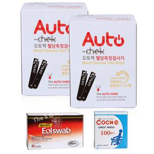 (27년 1월)오토첵 당뇨 혈당 검사지 시험지 측정지 2박스 100매+침 100개+솜 100매