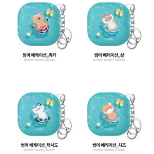 [기타]고양이 갤럭시 버즈라이브 썸머 베케이션 버즈2프로하드케이스 TRY