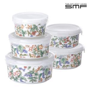 [삼미]블루베리 도자기 원형 밀폐용기 5P