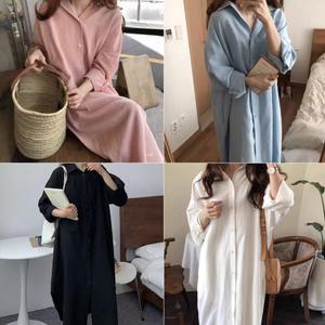 린넨 오버핏 롱 카라 셔츠 원피스 가디건 남방 카디건 티셔츠 블라우스 체형커버 편안한 예쁜 글로벌와이