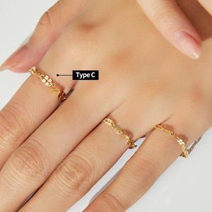 14K 볼륨 클로버 체인 반지 Type C