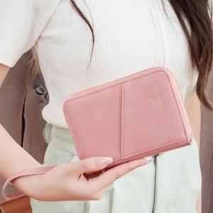 여성용 가죽 RFID 방지 여권 미니 지갑 스트랩형