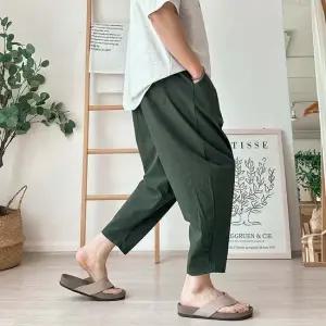 남자 9부 아이스 핀턱 벌룬 항아리 밴딩 와이드 팬츠 3color