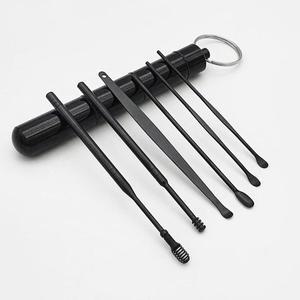 [기타]고품질 휴대용 스텐 귀이개 세트 블랙 귀청소 귀지제거 귀후 (WFHO3XR)