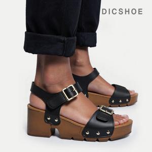 [딕슈]딕슈 여성 통굽 버클 스트랩 가보시 샌들 6.5cm S112
