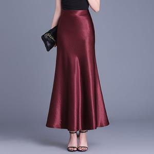 여자스커트 A라인 새틴 스커트 머메이드 롱 여름 실키 랩 원템2