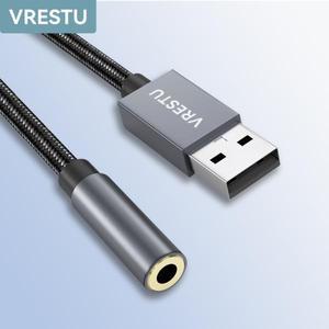 Hi Res USB to 3.5mm 잭 오디오 어댑터 TRRS AUX 헤드폰 컨버터 PC 컴퓨터 노트북 맥 PS5 A 외장 사운드 카