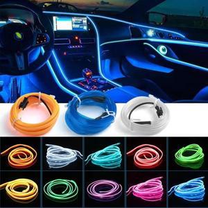 1M/3M/5M 자동차 인테리어 Led 장식 램프 EL 배선 네온 스트립 자동 DIY 유연한 주변 조명 USB 파티 분위기