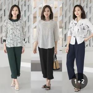 [마담4060]엄마옷 마담4060 풍기인견 1 + 1 + 1  3종 허리밴딩 플리츠팬츠-ZHPN305001-