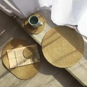 밀짚 라탄 냄비받침 컵받침 테이블매트 18cm 24cm