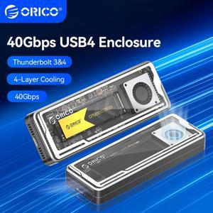 ORICO USB4 인클로저 40Gbps M.2 SSD 외부 케이스 알루미늄(냉각 팬 포함) 8TB PCIe4.0 NVME C타입 호환 Th