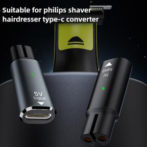 필립스 One Blade QP2724 QP2834 QP4530 QP1924용 Hobo 5V Type-C 면도기 어댑터 충전 변환기(충전 표시기 포함)