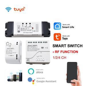 Tuya 스마트 원격 제어 무선 와이파이 스위치 모듈 1/2/4CH DC AC 7-32V 5V 12V 24V 220V RF 수신기 Alexa