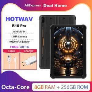 HOTWAV R10 Pro 견고한 태블릿 10.1'HD + 태블릿 10800mAh 안드로이드 14 8GB+256GB 5MP+13MP OTG 충전 PC
