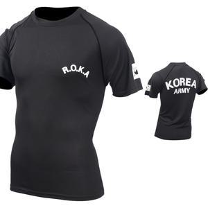 어택존 반팔 쿨론 3D ROKA 위장 태극기 검정 티셔츠 로카 쿨론 티 기능성티 군인티 군대티 남자티
