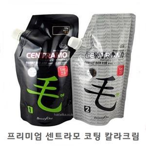 뷰티원 오징어먹물 프리미엄 센트라모 코팅 칼라크림 염색약500g 1제+2제 새치 무향료 저자극