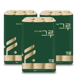 삼정펄프 그루 더 오리지널 두루마리휴지 3겹화장지 30m 30롤 3팩