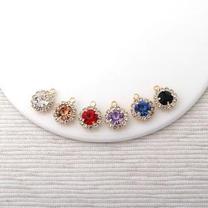 비즈아이 [7138-11]큐빅펜던트 컬러스톤원한고리 9x13mm 골드 ,1개