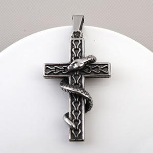 비즈아이 [8-010-13]써지컬스틸 펜던트 십자가뱀 28x47mm ,1개