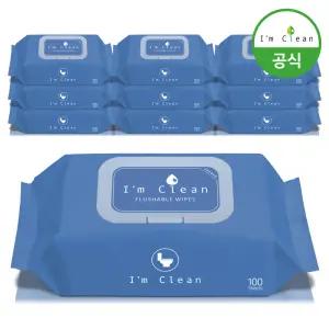[내일도착] 아임클린 저자극 비데물티슈 캡형 100매 10입