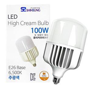 크림벌브 LED 100W 공장등 보안등 유튜브 개인방송 사진 촬영 조명 램프 E26 주광