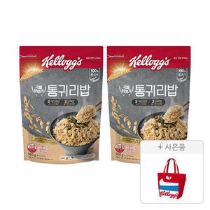 켈로그 통귀리밥 500g, 2개 + 증정 (리유저블백빨강, 1개)