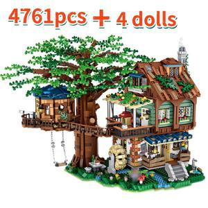 LOZ 1033 건축 숲 나무 집 캐빈 물바퀴 스윙 강 나뭇잎 미니 블록 벽돌 건물,  DIY 장난감