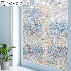 창문틀시트지 YOMDID 3D 무지개 효과 창 필름 개인 정보 보호 장식 자외선 차단 비접착 정적 접착 유리 스티커 가정 주방용