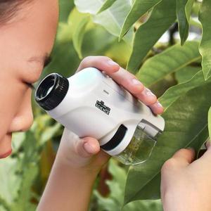 카메라 캠코더용품 휴대용 생물 현미경 키트 실험실 돋보기 LED 조명 60X-120X 학교 과학
