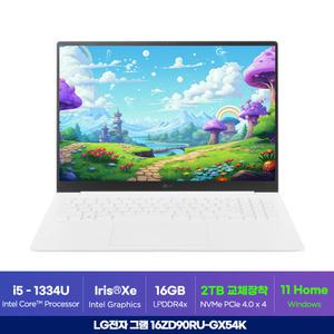 LG그램 16ZD90RU-GX54K 대학생 사무용 인강용 그램16 노트북 (인텔 i5 / 16GB RAM / 2TB SSD / 윈도우11 설치) ON
