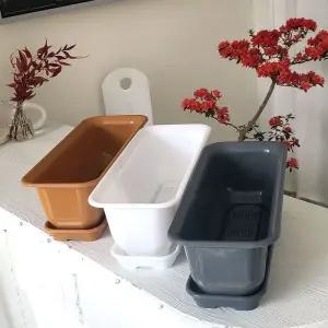 (60cm) 베란다 텃밭용 플라스틱 화분-화초 박스 뷰티 받침 셋트/사각/화분/대형/고무/세트/받침대/텃밭