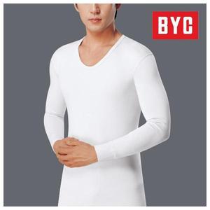 BYC 남성 60수 순면 9부 상의단품 양면내의 화이트 BYI6900