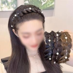 (당일출고)로렌비즈헤어밴드 여성 진주 땋은 머리띠 머리가발 꽈배기 꼬임 헤어밴드 부분가발