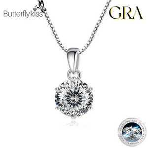 패션 Butterflykiss-1CT 100 컷 모이사나이트 솔리테어 드롭 목걸이 도금 펜던트 S925 실버 체인 쥬얼리