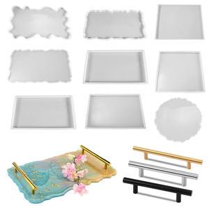 레진 아트 세트 트레이 에폭시 수지 실리콘 몰드 DIY 대형 직사각형 접시 코스터 장식 공예 미술 용품 만들기