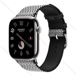 2025 Apple Watch Hermes 10 GPS+Cellular 46mm 실버 티타늄 케이스 그리고 누아/에크류 Toile H 싱글 투어
