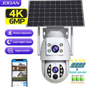 태양광 CCTV JOOAN 야외 듀얼 무선 IP 카메라 보안 PIR 야간 투시경 자동 추적 배터리 4K WiFi PTZ