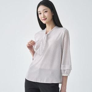 [지센]패턴 타이형 티 블라우스 LFWSO312_IV