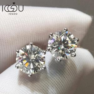 IOGOU-여성용 식스 클로 라운드 컷 스터드 귀걸이, 솔리드 925 스털링 실버 라운드 레이디 귀걸이 소나 다