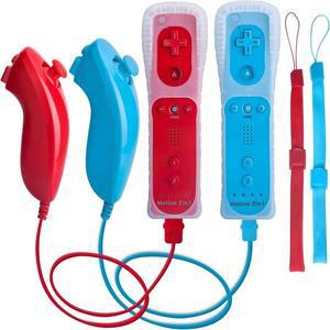 무선 블루투스 게임 패드 내장 모션 플러스 원격 호환, 닌텐도 Wii 컨트롤러 Nunchuck 세트, 실리콘 케이스