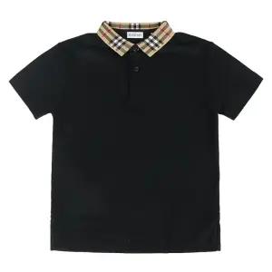 버버리 25FW 키즈 체크 칼라 피케티 블랙 8105570 A1189 6-10Y
