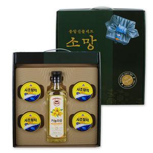 참치선물세트 참치소망5P (카놀라유1개+참치4개) 명절선물 까놀라유 참치통조림 기름 설추석 선물케이스