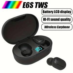 TWS E6S 블루투스 이어폰 무선 헤드셋 Xiaomi Redmi 용 마이크 헤드폰이있는 소음 차단
