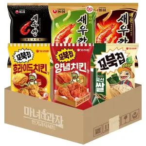 꼬북깡6종 꼬북칩 후라이드치킨 + 양념치킨 + 양념김맛 + 새우깡 와사비 + 매운맛 + 블랙