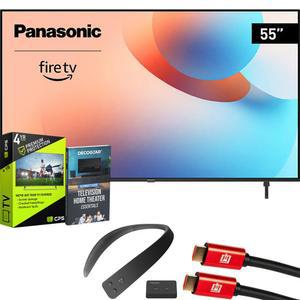 파나소닉 TV-55W95AP W95 55인치 미니 LED 4K UHD 파이어 번들, 가이드북 CPS 완비 데코 케이블 스피커, 및 향상 WN10 HDMI 4년 보호, 2024 스마트 홈 기어 시어터 2배 초보자 넥 TV 포함