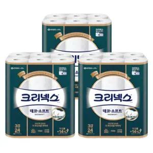 크리넥스 데코앤소프트 와이드 30m 24롤 X3팩