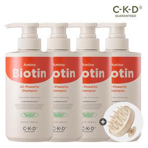 종근당건강 CKD 아미노비오틴 올파워풀 샴푸 500ml X 4 + 두피브러쉬 세트