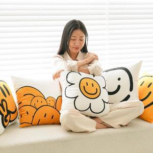 [샤이닝홈] 러프 소파 쿠션(솜포함) 45x45 해피스마일 A