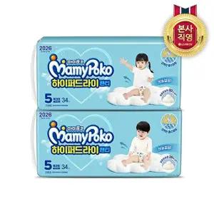 [LG생활건강]마미포코 하이퍼드라이 팬티형 기저귀 5단계 특대형 102P(여아/남아 중 택1)